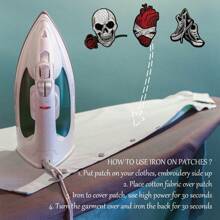 15Pcs Dark Style1 Embroidered Applique Iron On Patches For Backpacks, Rock Band Patches For Jackets, Cool Sew Patch For Clothing, Jeans, Hats, DIY Accessories