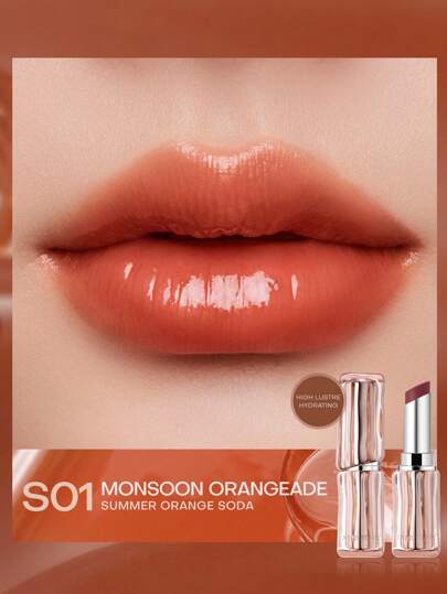 MISTINE 3.2g Thai Latte Moisturizing Lipstick, Hydrating Makeup Effect, Smooth Application, High Color Payoff, Non-Sticky, Smudge-Proof, Non-Transferring, Lightweight & Comfortable, Melts On Contact, S01 Monsoon Orange