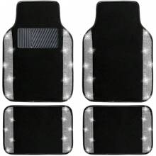 NBTEPEM Bling Car Floor Mats Full Set, Universal Fit Most Cars,SUV, Trucks, 4 Pcs Sparkle Glitter Diamond Carpet For Women Girls With Anti-Slip Pad