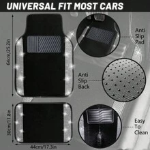 NBTEPEM Bling Car Floor Mats Full Set, Universal Fit Most Cars,SUV, Trucks, 4 Pcs Sparkle Glitter Diamond Carpet For Women Girls With Anti-Slip Pad