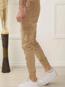 Men Pants - 棕色 - 查看 3