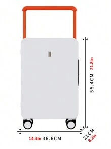 1pc 20-Inch PC Material Luggage With Wide Trolley Case, Password Boarding Travel Case, Universal For Men And Women, Business Travel Large Capacity Suitcase, Highly Attractive And Silent Spinner Wheel Luggage With TSA Lock Carry On Suitcase Hand LuggageTrip School Holiday Honeymoon Vacation Study Abroad Graduation Ideal Choice For Gifts Boys Girls Student Couple Bag For School School Accessories School Stuff - White - View 3