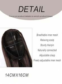 36英寸/92厘米长直马尾假发，女士自然隐形抽绳马尾 - 黑色 - 查看 7