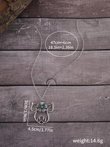 Vintage Western Style Ox Head Flower Turquoise Hollow Pendant Necklace Women Bohemian Farmhouse Personalized Necklace Gift For Her Valentines,Mom,Mother,Mother's Day,Gift