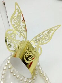 10pcs 3D Butterfly Shape Napkin Rings - Hollow Paper Napkin Holders Hollow Napkin Ring Holders Napkin Ring Buckles For Table Decorations Serviette Table Decoration Restaurant For Weddings, Parties, Dinner Tables - Elegant Decorations For DIY, Events, And Restaurants - Multicolor - View 2