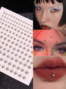 1pc 180 Silver-Plated Rhinestone Lip/Microblading/Face Sticker Stud, Fashionable Minimalist High-End Women's Party Jewelry