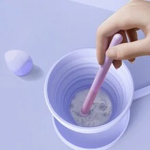1入組矽膠可摺疊化妝刷清洗工具手環，附帶美容蛋清潔器和收納盒