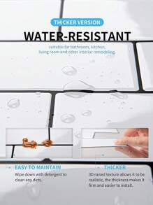 Miếng dán tường/Decal chống thấm nước dày họa tiết gạch giả cho nhà bếp - Đen và trắng - Xem 9