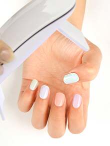 1 Box Durable UV Nail Gel Stickers, Classic Solid Semi-Cured Nail Stickers For 20 Fingernails, Easy To Wear And Remove, Including 1 Nail File DIY - Multicolor - View 4