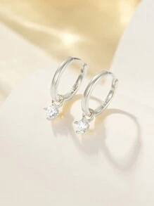1Pair  925 Sterling Silver Earring For Women Romantic Hoop Earring 18K Gold Plated Suitable For Engagement  Bridal Jewelry Fine Jewelry - Silver - View 3