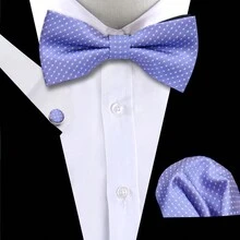 Set di cravatta, fazzoletto da taschino e gemelli, Combo di accessori di moda in stile britannico multicolore per uomini d'affari, incontri d'affari e matrimoni - Multicolore - Visualizzare 45