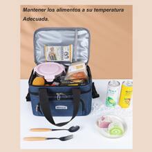 Lonchera Térmica Cuadrada Doble Capas Con Correa Ajustable - Gris Oscuro - Ver 8