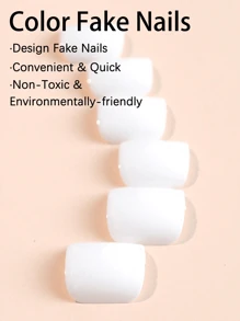 24 piezas de uñas de los pies cuadradas blancas falsas, con prensado y de acrílico cortas, lindas uñas de los pies falsas de cobertura total artificiales con revestimiento UV para mujeres y niñas. (1 lima y 1 pegamento en gel incluidos) Suministros para uñas uñas falsas uña falsa uña acrílica