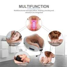 Almohada de masaje en forma de U Masajeador de cuello eléctrico 3 niveles de intensidad - Marrón - Ver 2