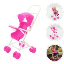 1pc Children Toy Doll Cart Plastic Furniture Stroller Girls Classic Toys Trolleys Dolls Accessories(10*8*18cm,Doll Is Not Included)