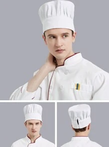 1 pieza Gorro de chef de cocina para hotel/restaurante - Gorra plisada a prueba de polvo - Personalizable para trabajo transfronterizo - Multicolor - Ver 5