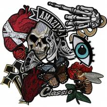 15Pcs Dark Style1 Embroidered Applique Iron On Patches For Backpacks, Rock Band Patches For Jackets, Cool Sew Patch For Clothing, Jeans, Hats, DIY Accessories