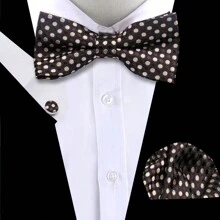 Set di cravatta, fazzoletto da taschino e gemelli, Combo di accessori di moda in stile britannico multicolore per uomini d'affari, incontri d'affari e matrimoni - Multicolore - Visualizzare 35