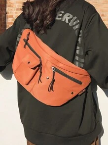 Solid Color Street Style Japanese Couple Chest Bag, Large Capacity Simple And Lightweight  Shoulder Bag For Women, Men Casual Outdoor  Sports Crossbody Bag, Suitable  For Going Out, Cycling And Sports