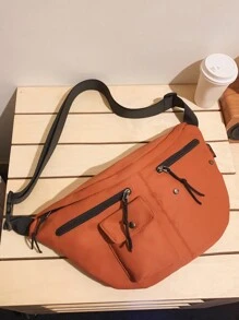 Solid Color Street Style Japanese Couple Chest Bag, Large Capacity Simple And Lightweight  Shoulder Bag For Women, Men Casual Outdoor  Sports Crossbody Bag, Suitable  For Going Out, Cycling And Sports