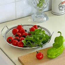 Stainless Steel Fryer Oil Filter Net, Kitchen Household Oil-Leaking Net Strainer Drainer Tray For Frying Food - Silver - View 1