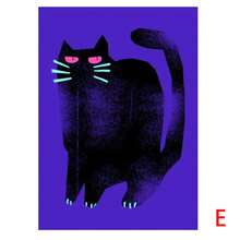 1 幅，复古黑猫动物海报懒散猫抽象帆布画现代北欧印刷墙壁艺术画客厅卧室装饰，无框架 - 藍色 - 查看 16