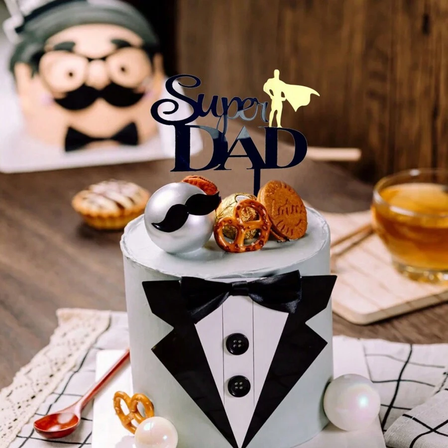 5 件爸爸生日蛋糕装饰爸爸生日快乐父亲节烘焙甜蜜蛋糕装饰蛋糕装饰蛋糕装饰蛋糕装饰蛋糕装饰工具 - 黑色 - 查看 1