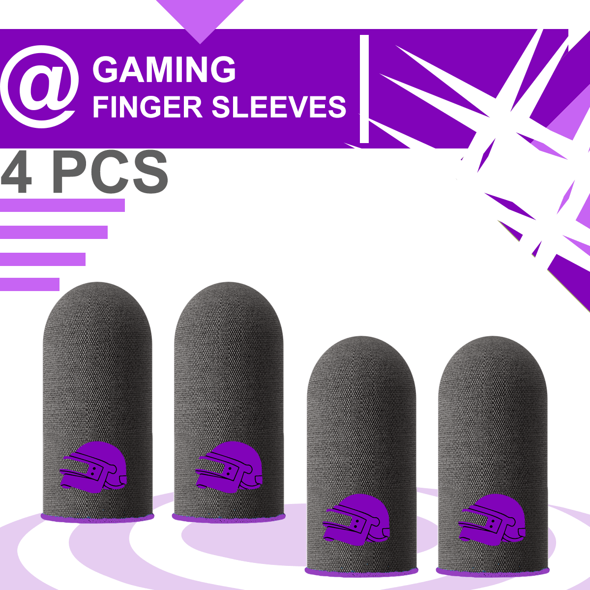 2對銀色纖維手機3L電競手指套手套，專業遊戲玩家汗水防滑抗汗吸收敏感絲滑觸摸屏手指套電競手指套 - 均碼 - 查看 1