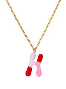 1入組多巴胺彩色氣泡字母頭飾項鍊，適合女孩子，可愛的氣球字母名稱項鍊，不鏽鋼鎖骨鏈，夏季時尚珠寶配飾（隨機顏色）