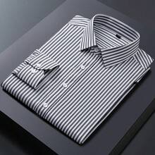 Camisa casual con botones para hombre, manga larga, a rayas, para verano, playa - Negro - Ver 1