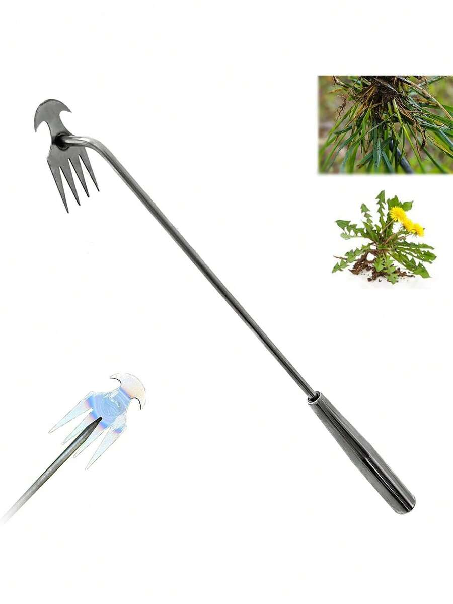 1 pezzo - Strumento di rimozione delle erbacce e delle radici da giardinaggio con lungo manico, estrattore manuale di alta qualità e pettine coltivatore da giardino, adatto per la potatura giornaliera, il giardinaggio, il frutteto, e la rimozione delle erbacce e il diserbo del suolo nei terreni agricoli - Argento - Visualizzare 1