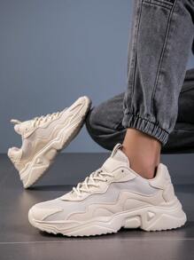 Men Colorblock Lace-Up Front Sneakers Chunky Shoes