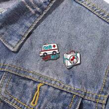 可爱合金珐琅医疗系列金属胸针 - 听诊器、心电图、救护车、护士/医生胸针情人节情人节礼服配饰衣服别针包饰背包学校用 - 彩色 - 查看 4