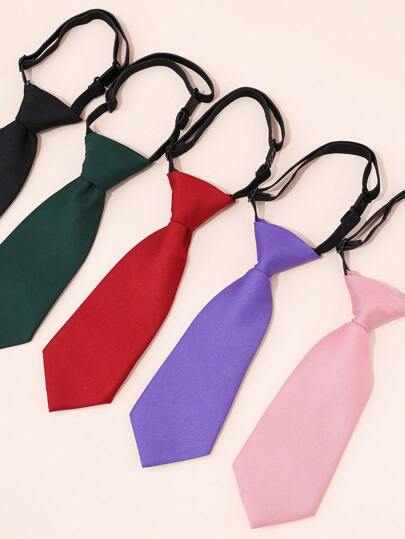 1pc Children's Solid Color Pre-Tied Necktie, Student Shirt Collar Decor, Vintage British Style Uniform Accessory, Stage Performance Decoration, Clip-On Tie, DIY Accessory, Back To School, For Boys & Girls