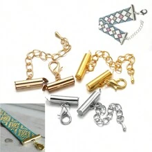 10 Stücke/Set Quetsch Endkappen Schieber-Verschluss Schnallen Rohre DIY-Armbandverbinder-Webstuhl-Schmuckzubehör - Rohrschnalle - Übersicht 2