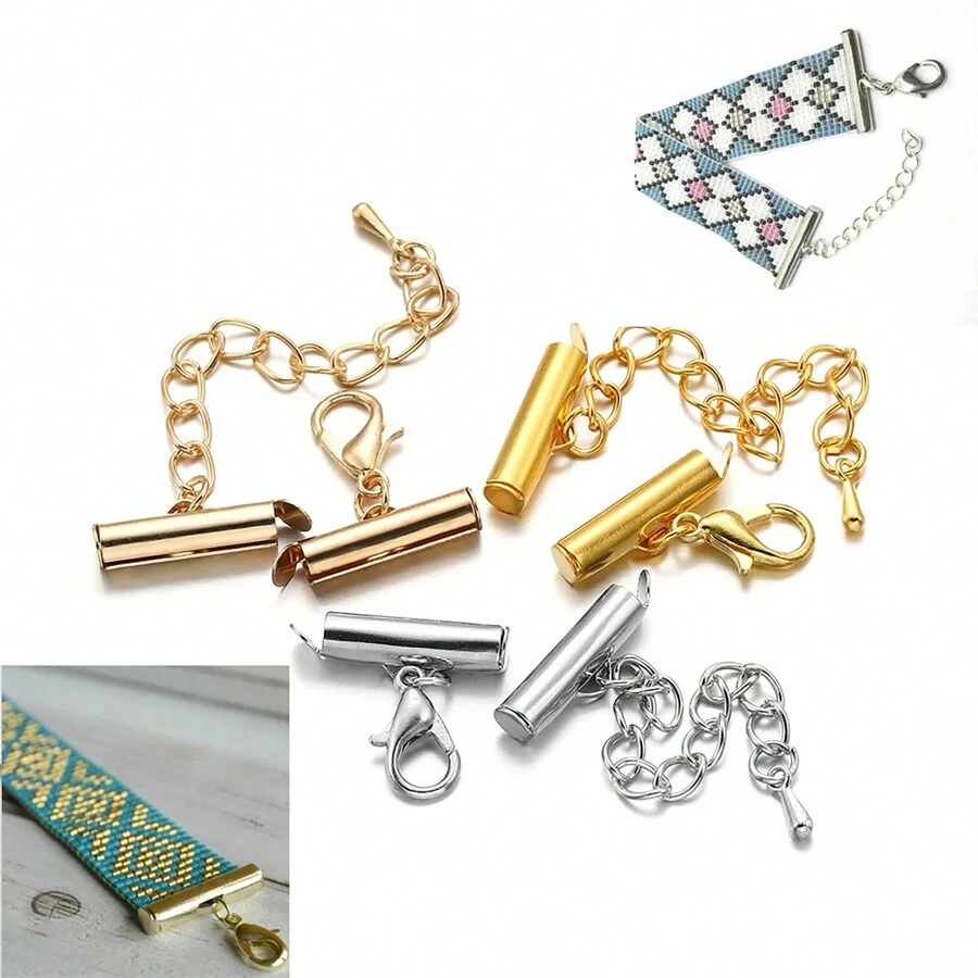 10 Stücke/Set Quetsch Endkappen Schieber-Verschluss Schnallen Rohre DIY-Armbandverbinder-Webstuhl-Schmuckzubehör
