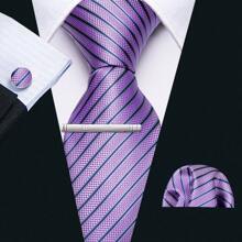 Cravate florale violette royale pour hommes, ensemble de cravate de luxe en soie jacquard avec mouchoir pour mariage et soirée