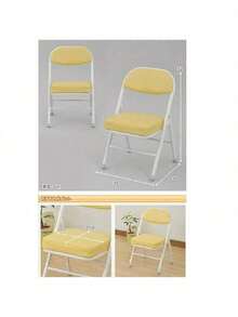 Asiento De Comedor Acolchado Portátil Sin Brazos para Sala De Estar Interior y Comedor, 1 Pieza Silla Plegable Acolchada Tapizada de Niñ@s, Silla De Evento para Dormitorio De Niñ@s Sillas Plegables - Amarillo - Ver 2