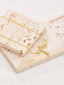 SYMFNY 1 件 925 银时尚甜美个性化闪电心电图心形吊坠项链 - 金黃色 - 查看 4