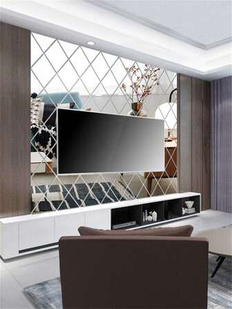 32/58st 50*100/100*100cm Akrylspegelväggdekal, DIY-borttagbara väggdekaler, Art Diamond Spegelplattor, För hem Kök Vardagsrum Sovrum TV Bakgrundsdekor