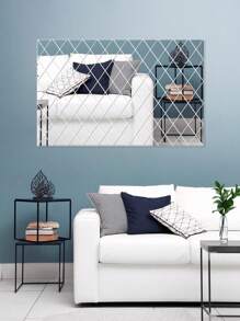 32/58pcs 50*100/100*100cm Acrylic Mirror Wall Sticker, DIY Removable Wall Decals, Art Diamond Mirror Tiles, For Home Kitchen Living Room Bedroom TV Background Decor - Multicolor - View 7