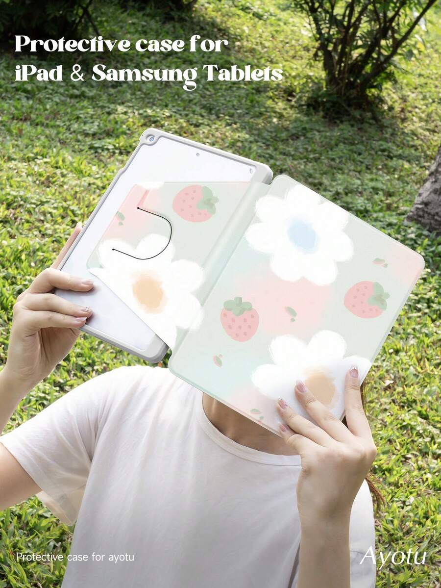 Flowers iPad 旋转保护套 兼容 iPad 第 10 代 10.9 英寸 2022 - 360 度旋转支架保护套 带笔架，自动唤醒睡眠 - 360° Rotating - 查看 1