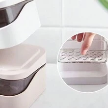 1個帶蓋便攜式肥皂盒，翻蓋排水肥皂盤，透明塑料肥皂盒，適用於浴室 - 彩色 - 查看 7