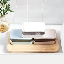 1個帶蓋便攜式肥皂盒，翻蓋排水肥皂盤，透明塑料肥皂盒，適用於浴室 - 彩色 - 查看 5