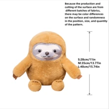 Cute Sloth Plush Doll Soft Stuffed Animal Plushie, Room Decor And Birthday Gift - Brown - View 9