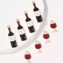 10入組合金葡萄酒系列迷你吊墜珠子-適用於DIY項鍊、手鍊、耳環和首飾製作