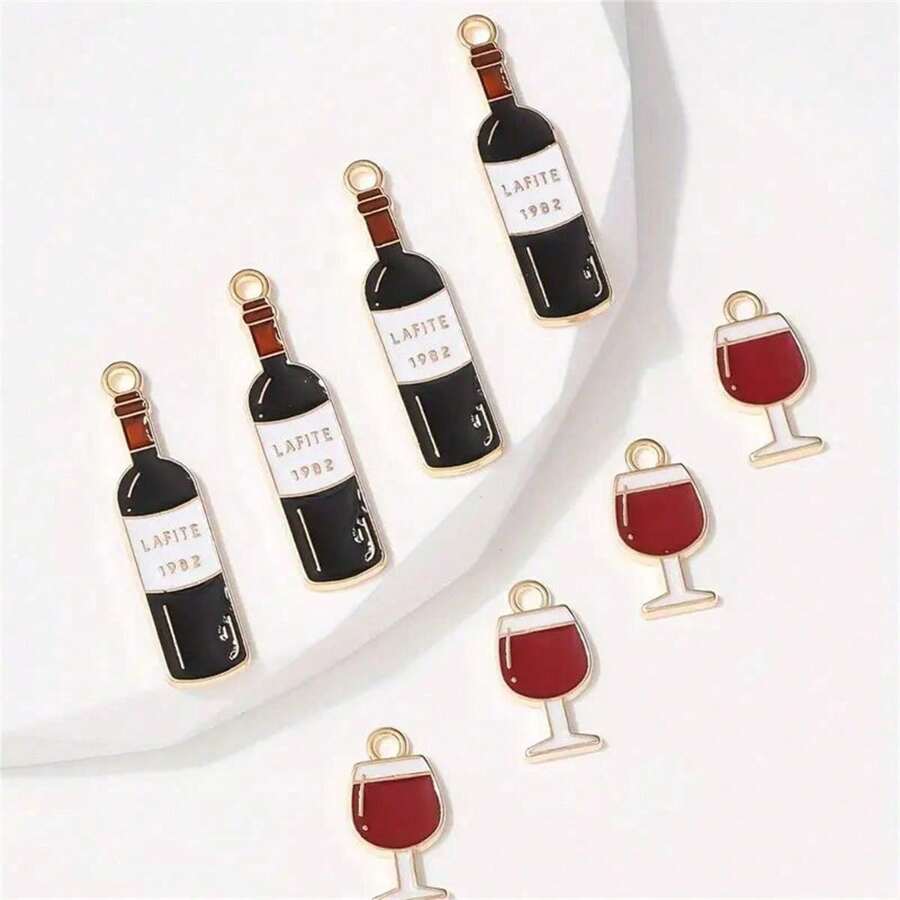 10入組合金葡萄酒系列迷你吊墜珠子-適用於DIY項鍊、手鍊、耳環和首飾製作