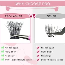 Huicop Lash Clusters Cụm mi 36 CÁI Lông mi riêng lẻ Hai kiểu Cụm lông mi Thân rộng Cụm lông tơ mềm Phần mở rộng lông mi DIY tại nhà - C - Xem 6