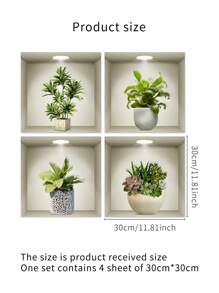 4 peças/Conjunto 30cm*30cm Adesivos de Parede Impermeáveis Autocolantes com Impressão Floral para Sala de Estar, Cozinha, Hall de Entrada, Quarto, Decalques de Vinil DIY, Adesivos, Decalque de Parede, Decalque de Vinil para Decoração Doméstica, Itens de Decoração de Primavera Refresquem sua Casa, Presentes de Adesivos de Decoração Rama Aniversário Formatura - Multicolorido - Visão 14
