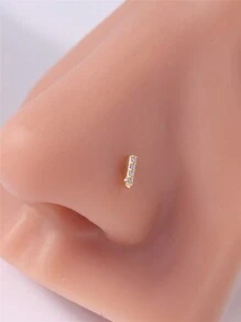 KARYOKO 1 件装细金色首字母鼻钉女款闪亮 CZ 字母鼻骨软球针鼻钉珠宝礼物 - 金色 - 查看 16